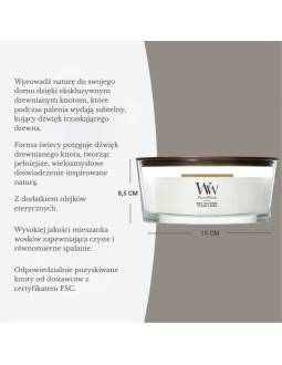 Świeca elipsa white teak woodwick 2