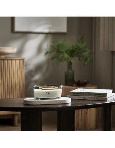 Świeca elipsa white teak woodwick
