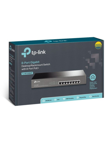 Tp-link tl-sg1008mp przełącznik sieciowy nie zarządzany gigabit ethernet (10/100/1000) obsługa poe czarny