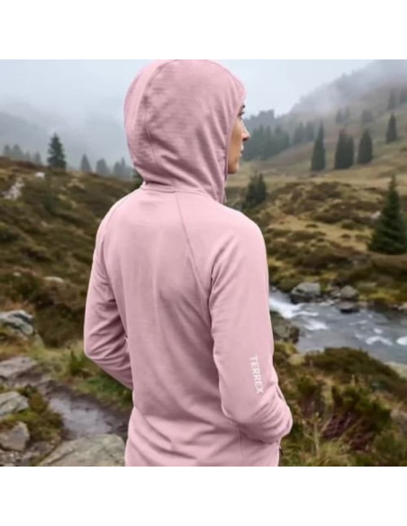 Bluza damska adidas terrex xperior climawarm+ ventknit fleece hooded jacket - magic mauve rozmiar: s