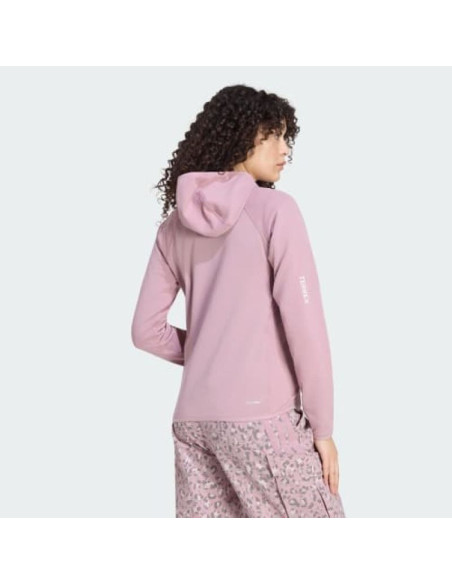 Bluza damska adidas terrex xperior climawarm+ ventknit fleece hooded jacket - magic mauve rozmiar: l