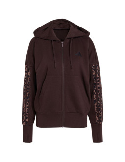 Bluza damska adidas seasonal essentials animal print 3-stripes full-zip hooded brązowa kv9299 2