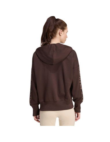 Bluza damska adidas seasonal essentials animal print 3-stripes full-zip hooded brązowa kv9299