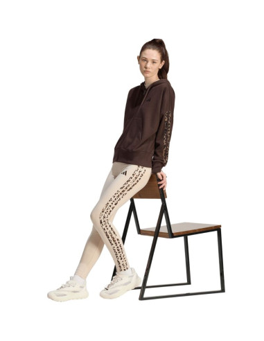 Bluza damska adidas seasonal essentials animal print 3-stripes full-zip hooded brązowa kv9299
