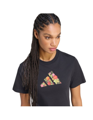 Koszulka damska adidas floral regular graphic czarna kt2766