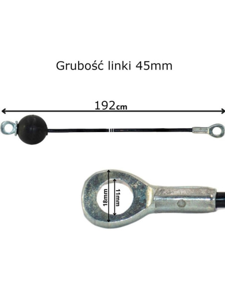 Linka stalowa do atlasu 192cm oczko oczko stalowe odbojnik gumowy