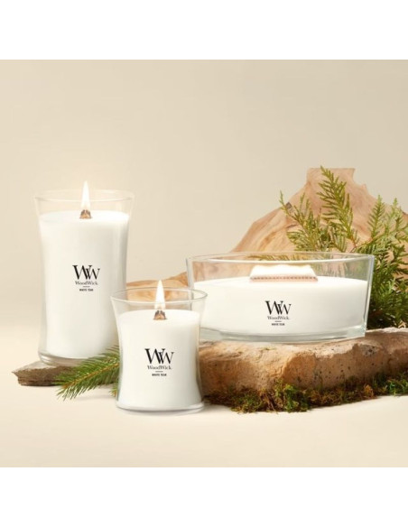 Świeca duża white teak woodwick
