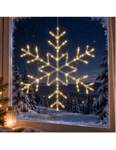 Płatek śniegu dekoracyjny wiszący 120led ciepły biały