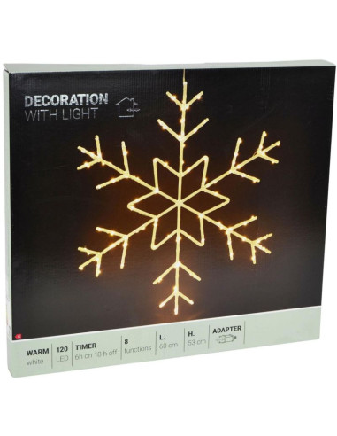 Płatek śniegu dekoracyjny wiszący 120led ciepły biały