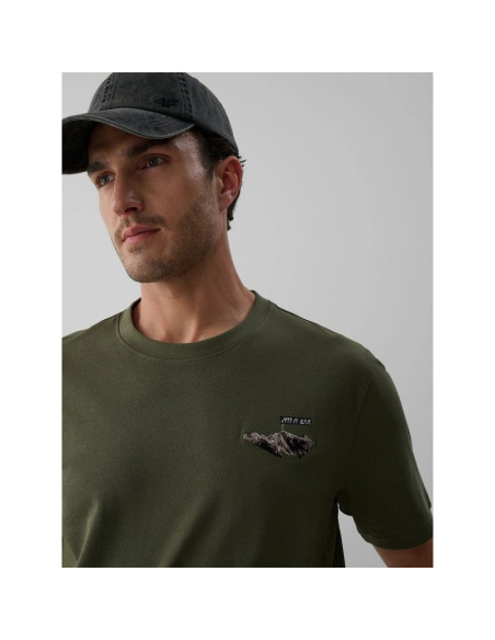 T-shirt regular z nadrukiem męski 4f 4fkaw26ttshm4477-043s