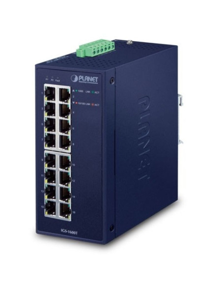 Planet igs-1600t łącza sieciowe nie zarządzany l2 gigabit ethernet (10/100/1000) niebieski