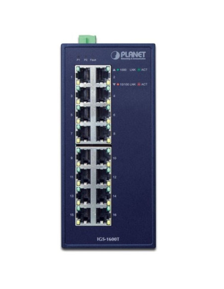 Planet igs-1600t łącza sieciowe nie zarządzany l2 gigabit ethernet (10/100/1000) niebieski