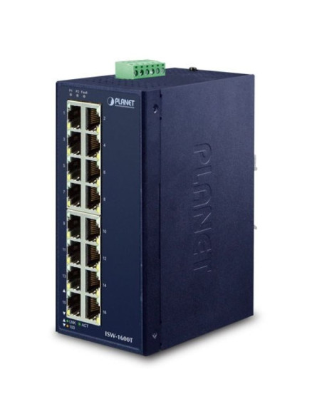 Planet isw-1600t łącza sieciowe nie zarządzany fast ethernet (10/100) niebieski