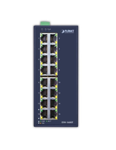Planet isw-1600t łącza sieciowe nie zarządzany fast ethernet (10/100) niebieski