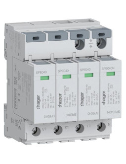 Spd ogranicznik przepięć t2 4p 3+1 sieć tn-s/tt in 20ka up?1,35kv spe440 hager
