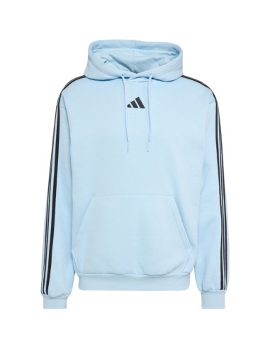 Bluza męska adidas essentials 3-stripes fleece hoodie błękitna ky4170