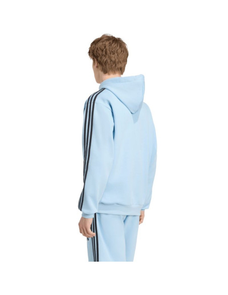 Bluza męska adidas essentials 3-stripes fleece hoodie błękitna ky4170
