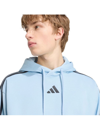 Bluza męska adidas essentials 3-stripes fleece hoodie błękitna ky4170