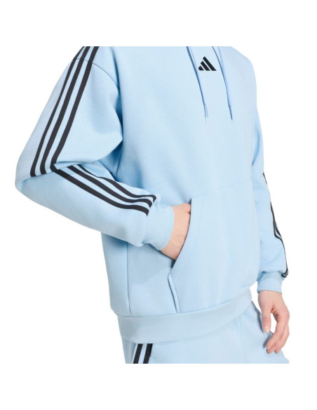 Bluza męska adidas essentials 3-stripes fleece hoodie błękitna ky4170