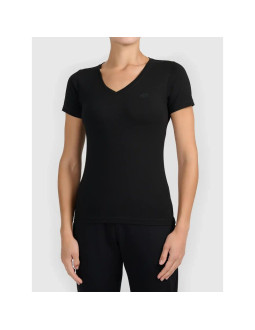 T-shirt basic z dekoltem typu serek damski 4f 4fwmm00ttshf3307-20s