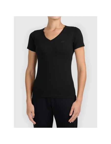 T-shirt basic z dekoltem typu serek damski 4f 4fwmm00ttshf3307-20s