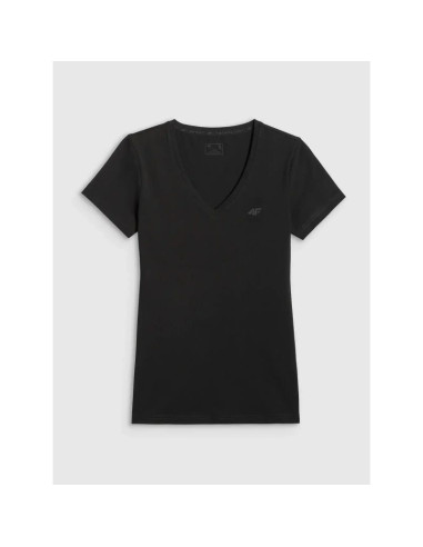 T-shirt basic z dekoltem typu serek damski 4f 4fwmm00ttshf3307-20s