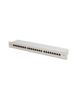 Digitus panel krosowy (patch panel) 19'' 24x rj45, lsa poziom, kat.6, ekranowany, 1u, szary, prowadnica kabli