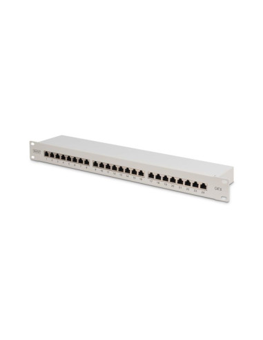 Digitus panel krosowy (patch panel) 19'' 24x rj45, lsa poziom, kat.6, ekranowany, 1u, szary, prowadnica kabli