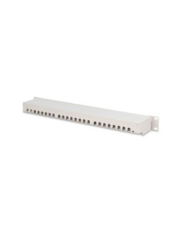 Digitus panel krosowy (patch panel) 19'' 24x rj45, lsa poziom, kat.6, ekranowany, 1u, szary, prowadnica kabli 2