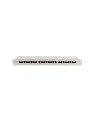 Digitus panel krosowy (patch panel) 19'' 24x rj45, lsa poziom, kat.6, ekranowany, 1u, szary, prowadnica kabli