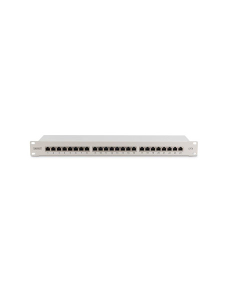 Digitus panel krosowy (patch panel) 19'' 24x rj45, lsa poziom, kat.6, ekranowany, 1u, szary, prowadnica kabli