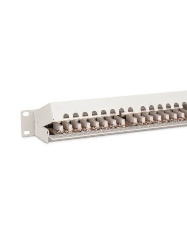 Digitus panel krosowy (patch panel) 19'' 24x rj45, lsa poziom, kat.6, ekranowany, 1u, szary, prowadnica kabli