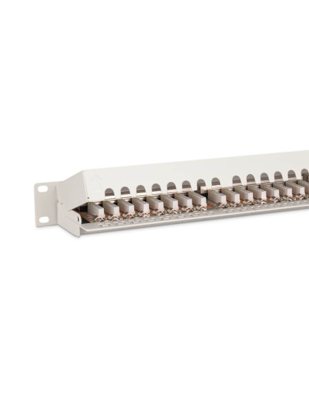 Digitus panel krosowy (patch panel) 19'' 24x rj45, lsa poziom, kat.6, ekranowany, 1u, szary, prowadnica kabli