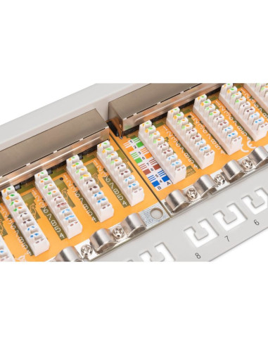 Digitus panel krosowy (patch panel) 19'' 24x rj45, lsa poziom, kat.6, ekranowany, 1u, szary, prowadnica kabli