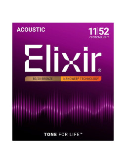 Elixir 11027 custom light (11-52) nw - struny do gitary akustycznej