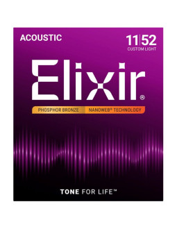 Elixir 16027 phosphor bronze custom light (11-52) nw - struny do gitary akustycznej