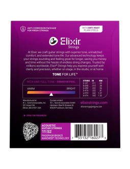Elixir 16027 phosphor bronze custom light (11-52) nw - struny do gitary akustycznej 2
