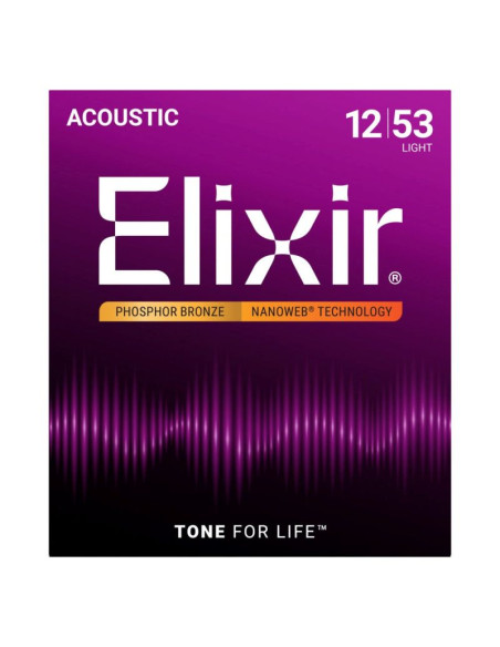 Elixir 16052 phosphor bronze light (12-53) nw - struny do gitary akustycznej