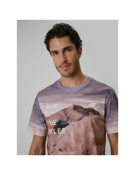 T-shirt regular z nadrukiem męski 4f 4frss26ttshm4229-83a