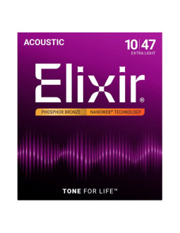 Elixir 16002 phosphor bronze extra light (10-47) nw - struny do gitary akustycznej