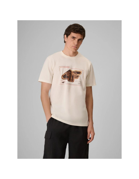 T-shirt regular z nadrukiem męski 4f 4frss26ttshm4230-11s