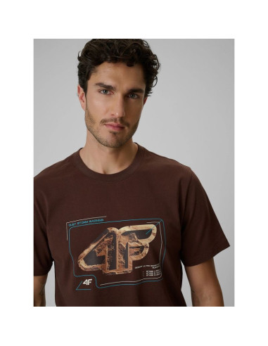 T-shirt regular z nadrukiem męski 4f 4frss26ttshm4230-81s