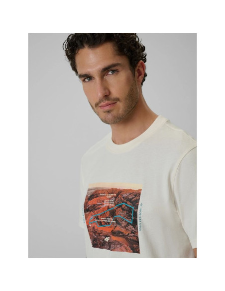 T-shirt regular z nadrukiem męski 4f 4frss26ttshm4238-11s