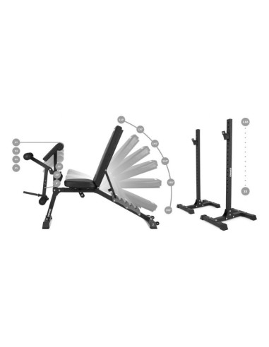 Zipro superset regulowana ławka treningowa regulowane oparcie regulowany fotel siłownia, dom czarny
