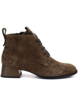 Skórzane botki damskie na obcasie zamsz camel vinceza fio27-67036 2