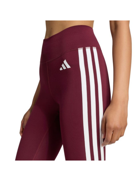 Legginsy damskie adidas optime essentials workout 3-stripes 7/8 bordowe kt3772
