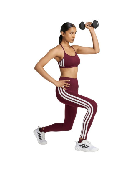 Legginsy damskie adidas optime essentials workout 3-stripes 7/8 bordowe kt3772