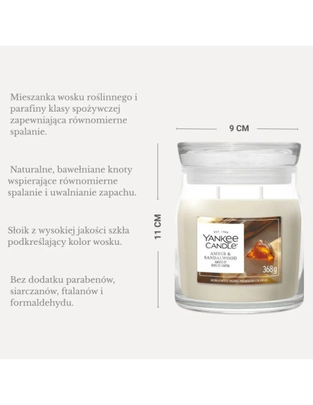Yc signature - świeca średnia amber & sandalwood yankee