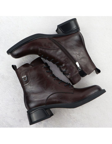 Skórzane botki damskie workery brązowe filippo dbt7369