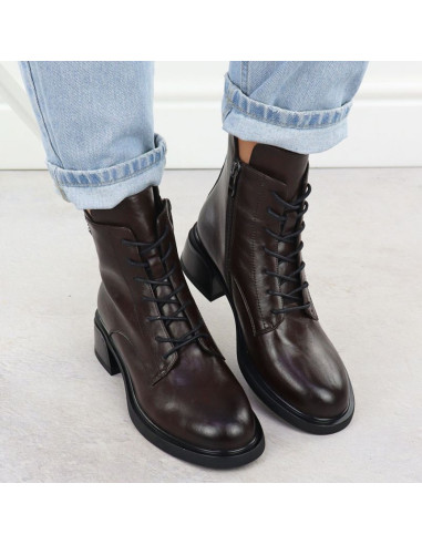 Skórzane botki damskie workery brązowe filippo dbt7369